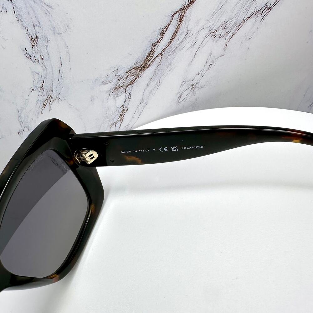 New CHANEL Sunglasses Brown Acetate Tortoise Square Gold Metal Chain CC - Picture 15 of 16